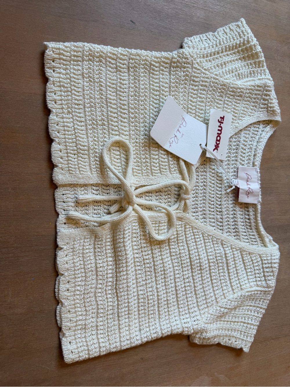 Pink Rose Cream Crochet Tie-Front Bandeau Top - Women Intimates & Sleepwear
